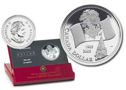 BRILLIANT DOLLARS -  40TH ANNIVERSARY OF CANADA'S NATIONAL FLAG -  2005 CANADIAN COINS