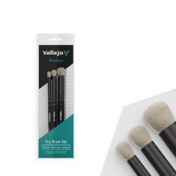 BRUSH -  DRY BRUSHES SET - NATURAL HAIRSIZE SMALL - MEDIUM - LARGE -  VALLEJO VAL-BR B07990