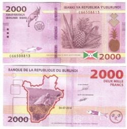 BURUNDI -  2000 FRANCS 2018 (UNC)