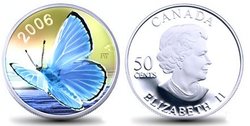 BUTTERFLIES OF CANADA -  SILVERY BLUE -  2006 CANADIAN COINS 06