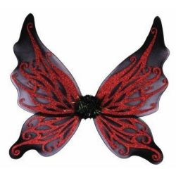 BUTTERFLY -  FANTASY WINGS WITH GLITTER - BLACK/RED (25