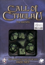 CALL OF CTHULHU -  DICE SET - 7TH EDITION BLACK & GREEN