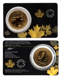 CALL OF THE WILD -  HOWLING WOLF - 1 OUNCE PURE GOLD COIN -  PIÈCES DU CANADA 2014 01