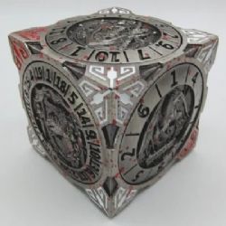 CANA-DICE -  CUBE OF CHAOS - BLOODIED SILVER IN BLACK BOX -  SPINNER DICE