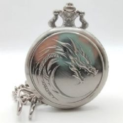 CANA-DICE -  METAL POCKET DICE CASE WITH POLYHEDRAL MINI-KIT: MAJESTIC PORTRAIT - SILVER IN A BLACK SUEDECLOTH POUCH -  RPG DICE