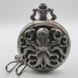 CANA-DICE -  METAL POCKET DICE CASE WITH POLYHEDRAL MINI-KIT: MYSTIC HELM - CTHULHU - SILVER IN A BLACK SUEDECLOTH POUCH -  RPG DICE