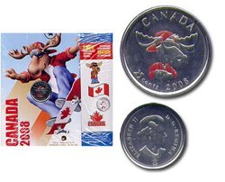 CANADA DAY -  2008 CANADA DAY 25-CENT COLOURED COIN -  2008 CANADIAN COINS 10