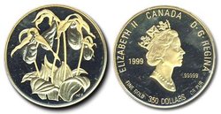 CANADIAN FLORAL EMBLEMS -  THE GOLDEN SLIPPER, PRINCE EDWARD ISLAND -  1999 CANADIAN COINS 02
