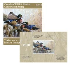 CANADIAN WILDLIFE HABITAT CONSERVATION STAMP -  2018 AUTUMN COLOURS - WOOD DUCK 34