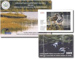 CANADIAN WILDLIFE HABITAT CONSERVATION STAMP -  25TH ANNIVERSARY EDITION 2009 CANADA'S WILDLIFE STAMP 25