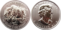 CANADIAN WILDLIFE -  WOOD BISON - 1 OUNCE FINE SILVER COIN -  2013 CANADIAN COINS 06