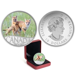 CELEBRATING CANADA'S 150TH -  WILD SWIFT FOX AND PUPS -  2017 CANADIAN COINS 10