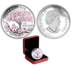 CELEBRATION OF SPRING -  CHERRY BLOSSOMS -  2016 CANADIAN COINS 01