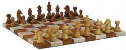 CHESS -  CHESS PIECES CARAMEL/CREAM LEATHERETTE GERMAN