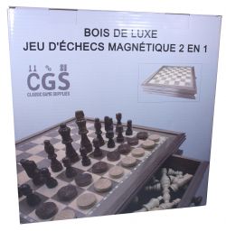 CHESS -  DELUXE WOODEN MAGNETIC 2 IN 1 CHESS SET