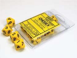CHESSEX -  10D10 DICE SET, OPAQUE YELLOW WITH BLACK NUMBERS -  10D10 DICE SET OPAQUE