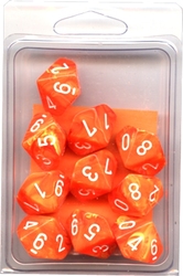 CHESSEX -  10D10 DICE SET, VORTEX SOLAR WITH WHITE -  10D10 DICE SET VORTEX
