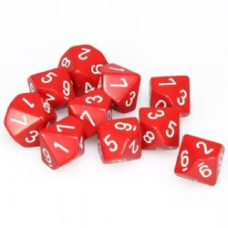CHESSEX -  10D10 OPAQUE SET - RED / WHITE