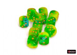 CHESSEX -  12D6 DICE SET, GEMINI PLASMA GREEN & TEAL & ORANGE - LUMINARY -  12D6 DICE SET GEMINI