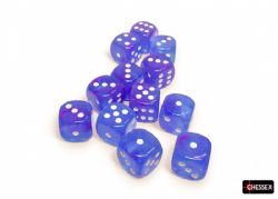 CHESSEX -  12D6 DICE SET, NEBULA AURA BLUE & WHITE - LUMINARY -  12D6 DICE SET NEBULA