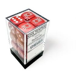CHESSEX -  12D6 DICE SET, OPAQUE JAPAN RED / WHITE -  12D6 DICE SET OPAQUE