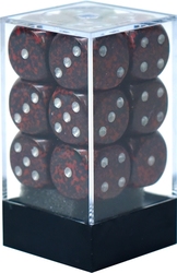 CHESSEX -  12D6 DICE SET, SPECKLED SILVER VOLCANO -  12D6 DICE SET SPECKLED