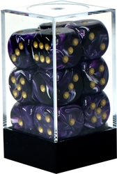 CHESSEX -  12D6 DICE SET, VORTEX PURPLE WITH GOLD -  12D6 DICE SET VORTEX