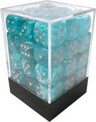 CHESSEX -  36D6 DICE SET, CIRRUS AQUA WITH SILVER -  36D6 DICE SET CIRRUS