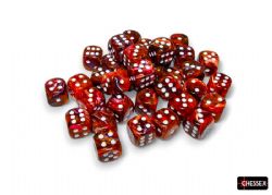 CHESSEX -  36D6 DICE SET, FESTIVE SYMPHONY & WHITE -  36D6 DICE SET FESTIVE