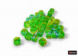 CHESSEX -  36D6 DICE SET, GEMINI PLASMA GREEN & TEAL & ORANGE - LUMINARY -  36D6 DICE SET GEMINI