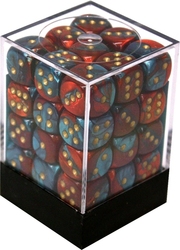 CHESSEX -  36D6 DICE SET, GEMINI RED/TEAL WITH GOLD NUMBERS -  36D6 DICE SET GEMINI
