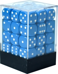 CHESSEX -  36D6 DICE SET, OPAQUE LIGHT BLUE AND WHITE