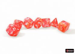 CHESSEX -  7 DICE RPG SET, FESTIVE DAHLIA PINK & WHITE - LUMINARY -  7 DICE RPG SET FESTIVE