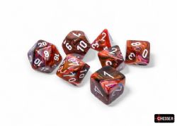CHESSEX -  7 DICE RPG SET, FESTIVE SYMPHONY & WHITE -  7 DICE RPG SET FESTIVE