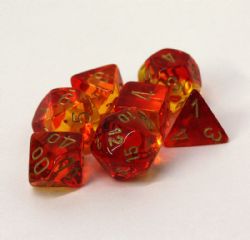 CHESSEX -  7 DICE RPG SET, LAB DICE RED/YELLOW AND GOLD -  7 DICE RPG SET LAB DICE