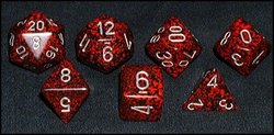 CHESSEX -  7 DICE RPG SET, SPECKLED SILVER VOLCANO -  7 DICE RPG SET SPECKLED