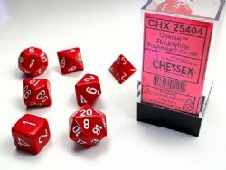 CHESSEX -  7 OPAQUE DICE SET - RED WITH WHITE