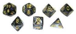CHESSEX -  LUSTROUS POLY, BLACK SET -  7 DICE RPG SET LUSTROUS
