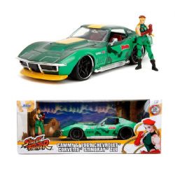 CHEVROLET -  1969 CHEVROLET CORVETTE STINGRAY ZL1 1/24 WITH CAMMY FIGURINE - GREEN METALLIC WITH YELLOW STRIPES -  STREET FIGHTER