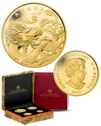 CHINESE LUNAR CALENDAR -  YEAR OF THE DRAGON - FOUR FRACTIONAL COINS SET -  2012 CANADIAN COINS