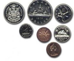CIRCULATION COINS SET -  1975 CIRCULATION COINS SET - ATTACHED JEWELS (REGULAR) -  1975 CANADIAN COINS
