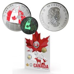 CIRCULATION SETS WITH GLOW-IN-THE-DARK COIN -  FROM FAR AND WIDE -  2018 CANADIAN COINS 01