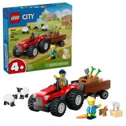 CITY -  RED FARM TRACTOR WITH TRAILER & SHEEP (116 PIECES) 60461