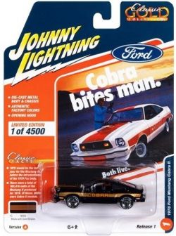 CLASSIC GOLD -  1978 FORD MUSTANG COBRA II 1/64 - BLACK -  JOHNNY LIGHTNING 1