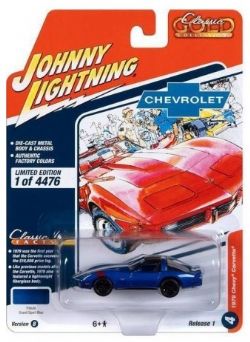 CLASSIC GOLD -  1979 CHEVY CORVETTE 1/64 - SPORT BLUE -  JOHNNY LIGHTNING 4