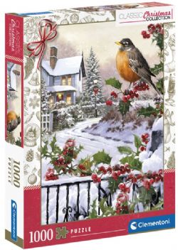 CLEMENTONI -  ROBIN AND HOLLY BUSHES (1000 PIECES) -  CLASSIC CHRISTMAS COLLECTION