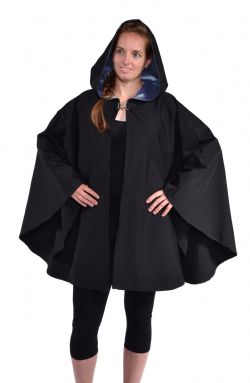 CLOAKS -  WATERPROOF CAPE PONCHO POLYESTER - SATIN DARK BLUE (ADULT - ONE SIZE)