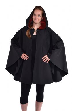 CLOAKS -  WATERPROOF CAPE PONCHO POLYESTER - SATIN RED (ADULT - ONE SIZE)