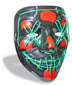 CLOWN -  BLACK MASK WITH GREEN PAINT AND LED (ADULT)