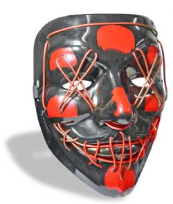 CLOWN -  BLACK MASK WITH RED PAINT AND LED (ADULT)